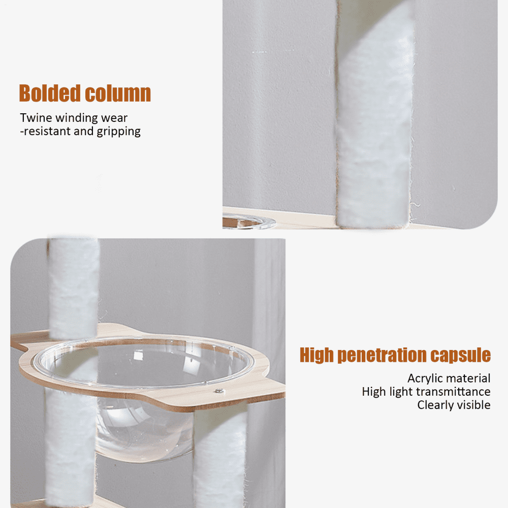 Modern Cat Condo Tower with Bowl, 57.8-Inch Tall Design for Multi-Cat Homes