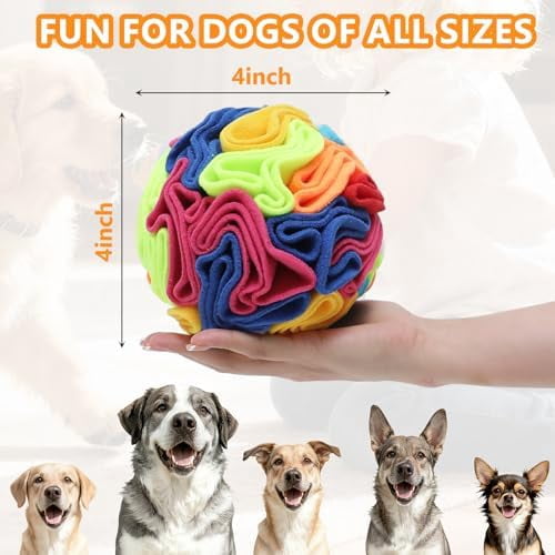 Snuffle Ball - Snuffle Ball for Small Dogs, Interactive Dog Toys to Keep Them Busy, Puppy Dog Puzzle Toy with Storage Bag Machine Washable Rainbow-colored,Small