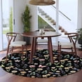 thumbnail image 4 of Round Area Rug 6 Ft, Spring Floral Washable Non-Slip Circle Carpet for Living Room/Bedroom, Elegant Pastoral Flowers Dragonfly Black Low-Profile Indoor Mats Collection Rugs for Residential, 4 of 7