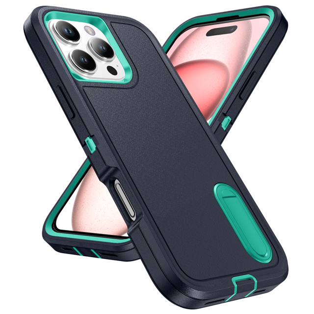 Case For iPhone 16 15 14 13 12 11 Pro Max XS XR 8 Plus Heavy Duty Shockproof Anti-Scratch Rugged Protective with Kickstand Cover Blue Green iPhone 12 Pro Max