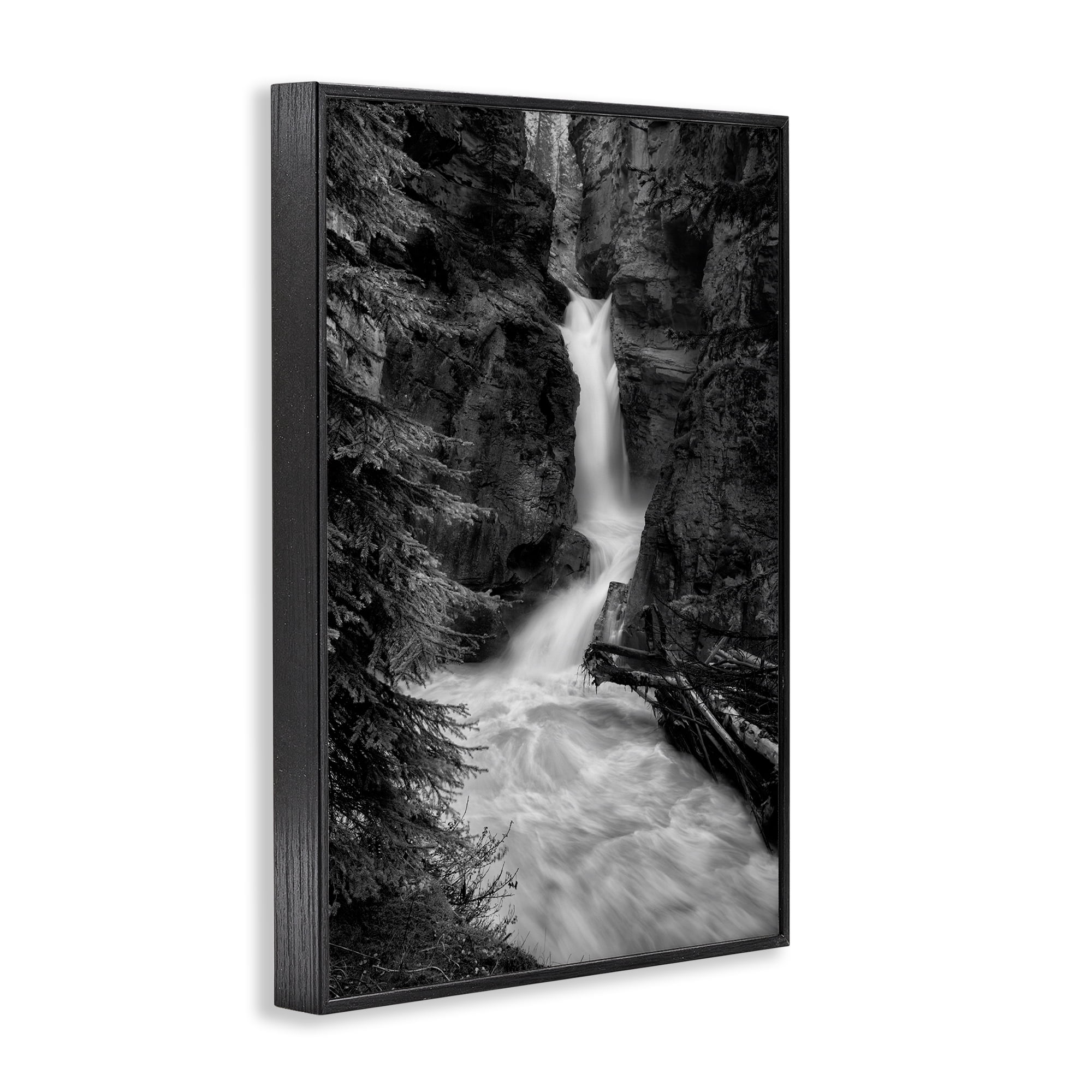 Stupell Industries Banff National Park Waterfall Black Framed Giclee Art, design by Jon Evan