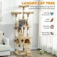 thumbnail image 4 of PawHut 68 inches Cat Tree, Multi-Level Large Cat Tower Condo, Light Brown, 4 of 10