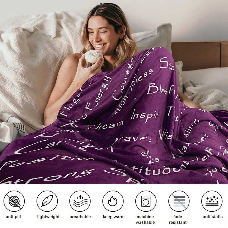  Get Well Soon Gifts for Women Blanket Gifts for Cancer Patients  Women 50X60 Hugs Blanket Healing Blanket Gifts for Women Inspirational  Blanket Breast Cancer Blankets Positive Energy Chemo Blanket : Home