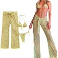 thumbnail image 2 of Women 3Pieces Swimsuits Triangle Bkinis Set Bkinis Swimsuit with Up Pant, 2 of 8