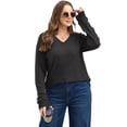 thumbnail image 3 of UVN Blouse for Women Fall V Neck Shirt Long Sleeve Pullover Sweatshirts Dressy Casual Ladies Tops, 3 of 8