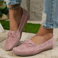 thumbnail image 2 of Bowknot Suede Loafers for Women Slip On Flats Comfortable Business Dressy Casual Non Slip Work Walking Shoes Red Size 6, 2 of 8