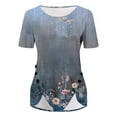 thumbnail image 5 of Gray Women's Short Sleeve T-shirt, Women'S Summer Round Neck Retro Flower Print Irregular Hem Loose Casual Top,Women's Short sleeve T-shirt XL, 5 of 5