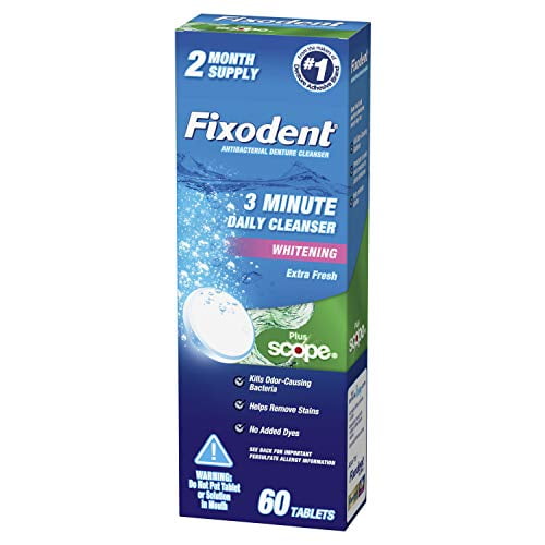 Fixodent Plus Scope Denture Cleaner Tabs - 3 minute 6/60ct (Pack of 2)