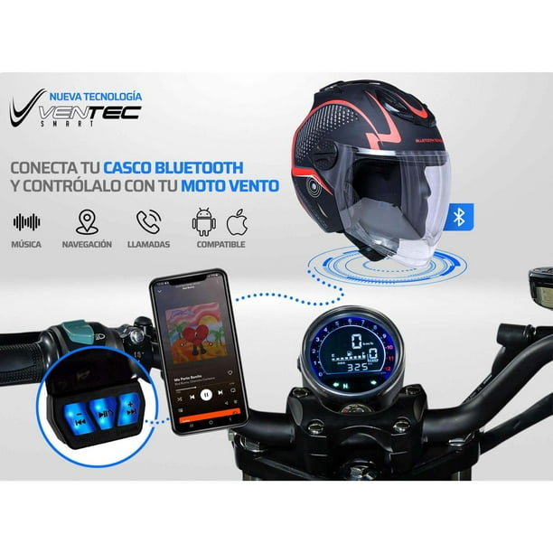 Casco para moto Vento VenTec talla L certificado bluetooth rojo