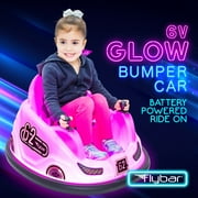 Pink Glow 6V Bumper Car, Battery Powered Ride On for Children by Flybar, Ages 1.5+, 66lbs