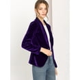 thumbnail image 4 of Abrigo De Oficina Para Mujer Chaqueta De Terciopelo Con Botones Y Cuello Chal Sólido Morado oscuro XL, 4 of 7