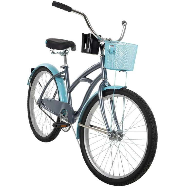 Huffy 24 Inch Carlisle Girls Comfort Cruiser Beach Bike Gray