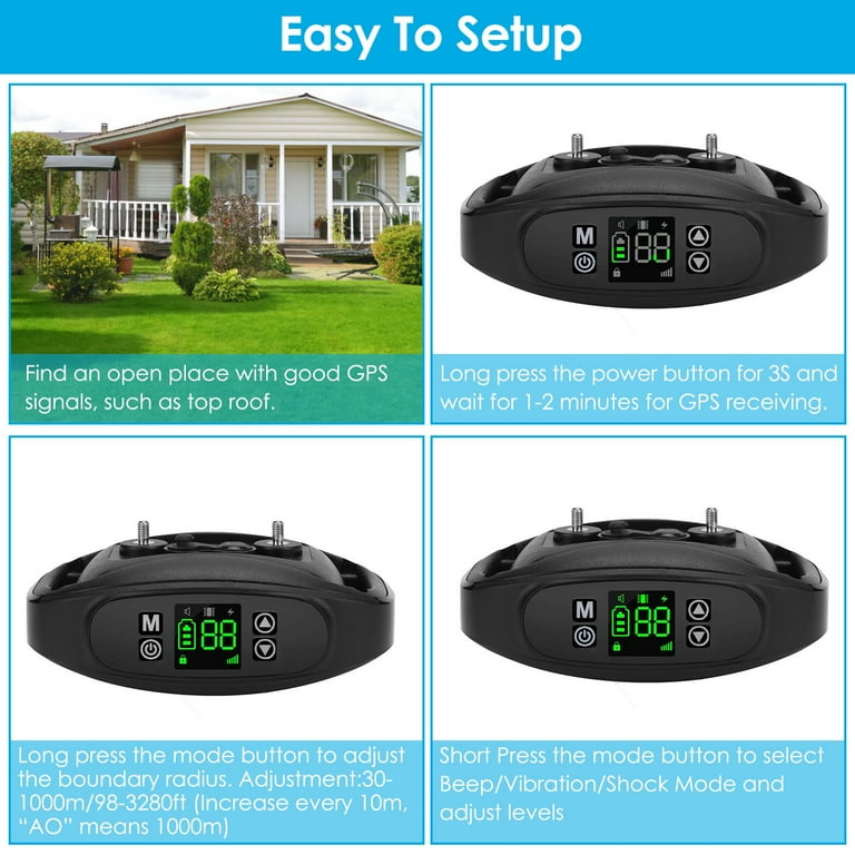 iMounTEK GPS Wireless Dog Fence 98 3280FT Outdoor Pet Electric Fencing Dog Training Collar Rechargeable for Small Medium Large Dogs