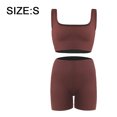 thumbnail image 2 of Conjuntos de entrenamiento para mujer, camiseta sin mangas acanalada de 2 piezas, sin costuras, cintura alta, conjunto de gimnasio, conjuntos cortos de yoga, 2 of 6