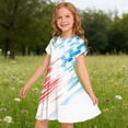 thumbnail image 5 of YUANxueke Girls 4th of July Mini A-Line Dresses Crew Neck Short Sleeve Patriotic Dress Independence Day Outfit for 4-14 Years, 5 of 8