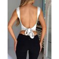 thumbnail image 3 of FEORJGP Women Sexy Summer Cropped Tops Solid Color Camisoles V-Neck Sleeveless Vests Tie-Up Backless Tank Tops Slim Blouses Ladies Fashion Streetwear for Bar Club Beach, 3 of 4