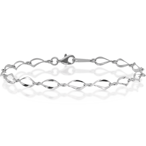 10K Solid White Gold Link Chain Bracelet