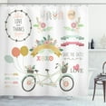 thumbnail image 1 of Engagement Party Shower Curtain, Bicycle With a Basket Full of Spring Flowers Wedding Concept Elements, Fabric Bathroom Set with Hooks, 69W X 84L Inches Extra Long, Multicolor, by Ambesonne, 1 of 3