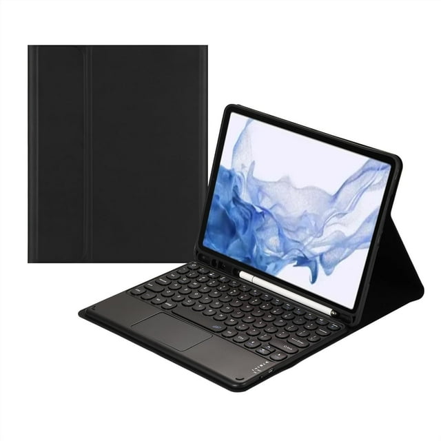 Funda con teclado táctil para Samsung Galaxy Tab S8/Tab S7 de 11 pulgadas (modelo SM-X700/X706/T870/T875/T878), con portalápices, teclado Bluetooth magnético desmontable