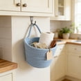 thumbnail image 4 of Fabric Wall Hanging Storage Basket- Small Hanging Basket for Organizing, Woven Pouchs Boho Style Wall Mounted Bag, Storage Organizers and Decoration Pocket Caddy Bins on Door Rack, 4 of 5