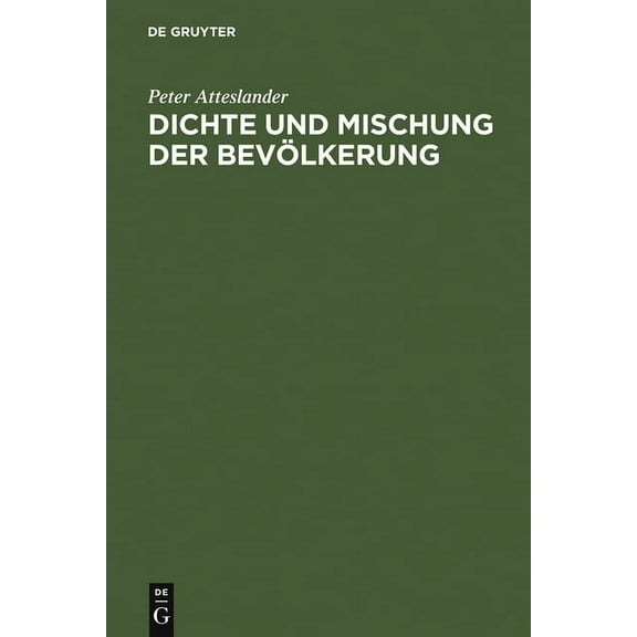Dichte und Mischung der Bevölkerung, (Hardcover)