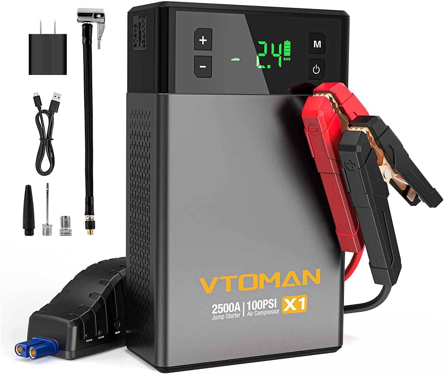 Buy VTOMAN X1 2500A Car Jump Starter with Air Compressor for 8.5L Gas