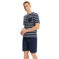 thumbnail image 2 of MintLimit Men's Pajamas Striped Short Sleeve and Shorts with Pocket Sleepwear Lounge Set, 2 of 5