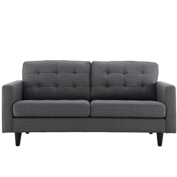 Loveseat Sofa Couch, Grey Gray, Fabric, Living Kitchen Cafe Bistro Hospitality Restaurant, Modern Contemporary HB32636