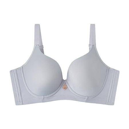 YHGFVOKJ Bras for Women Thin Soft Steel Ring Stretch Wireless Lightly Lined Push Up Underwear Adjustable with Seamless Retracting Bra Bras for Women Full Coverage Grey 36