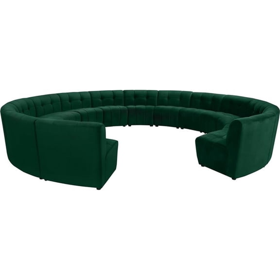 Maklaine Contemporary Green Velvet Tufted Upholstered Modular 14 Piece Sectional Sofa