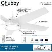 Minka Aire Fans - Chubby - 5 Blade Outdoor Ceiling Fan with Light Kit-14.13