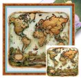 thumbnail image 1 of Kit Punto Cruz Con Mapa Impreso Hilo Algodón Ecológico Bordado 16CT 50x50cm, 1 of 9