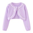 thumbnail image 2 of Zwiiyzr Baby Girl and Toddler Long Sleeve Thin Cardigan Kids Knitted Solid Color Button Up Shrug Cardigan Sweater 18Months-14Years Purple, 2 of 9