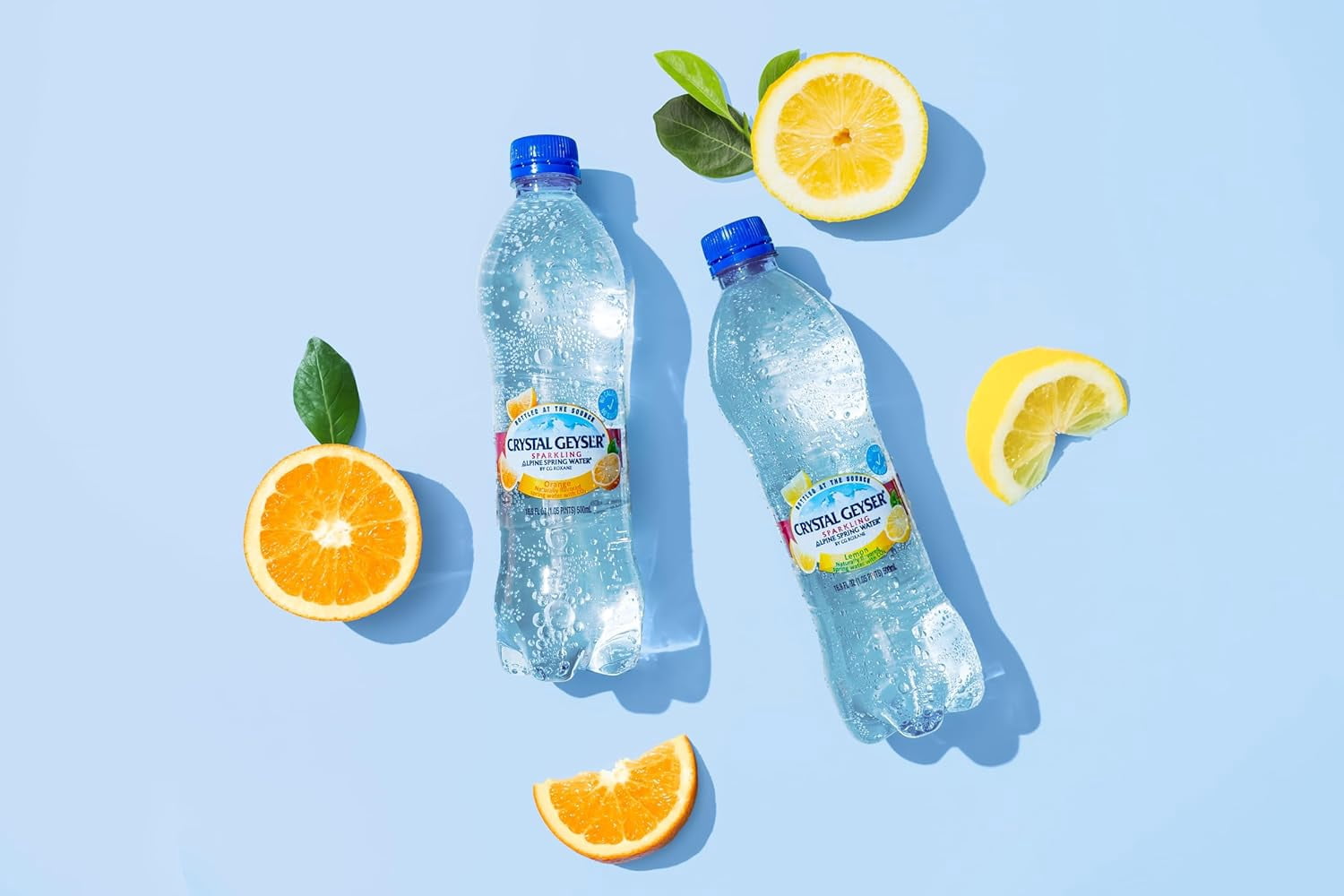 Crystal Geyser Sparkling Alpine Natural Spring Water, Variety Pack Cherry, Lime, Orange & Lemon, 24-Pack, 16.9oz Bottles, Zero Calories and No Sweeteners, Bottled at The Source