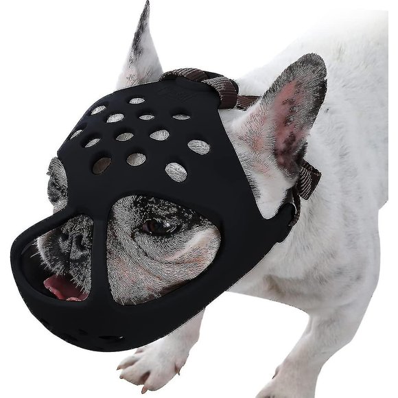 Short Snout Dog Muzzle,soft Silicone Adjustable Breathable Bulldog Muzzle For French Bulldog Shih Tzu And Pug For Biting Chewing Training-YUHAO_Cheap:Black/M Great Gift