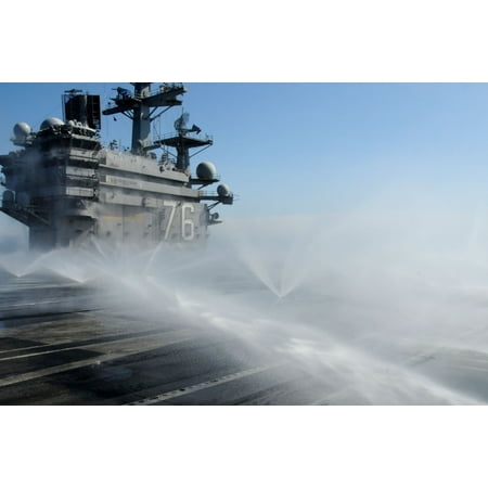 Sprinklers Spray The Flight Deck Of The Uss Ronald Reagan After Radioactive Fallout From Tsunami Damaged Nuclear Power Plants March 23 2011