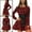 Red, variant on DARING DIVA Halloween Costume Belted Plaids Mini A Line Shirt Dress S Brown