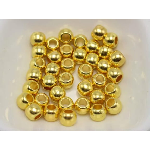 U8MO Gold Tone Metallic Acrylic Smooth Ring Spacer Big Hole Pony Beads Pick Your Size-200Pcs 8X6mm