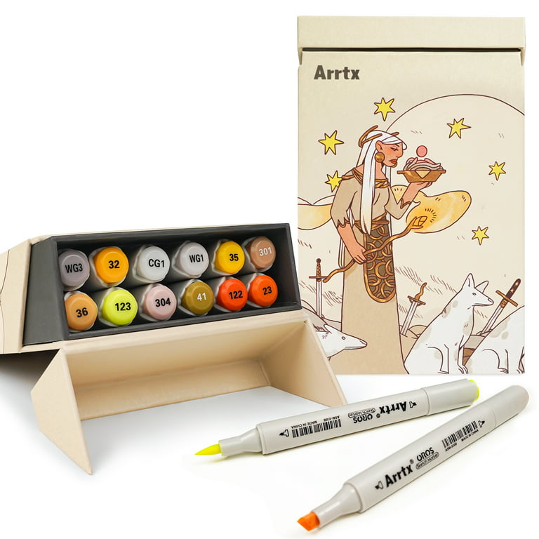 Arrtx OROS, 12 Colors Markers, Artist Collaboration Set With @Albabg, Brush  Tip Permanent Alcohol-Based Sketch Markers