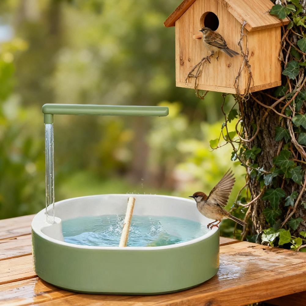 SharkTRUE Automatic Bird Bath with USBPowered Water Circulation, ChewResistant ABS Plastic Birdbath for Outdoor Garden, Hygienic & EasyClean Design with AntiSpill Rim