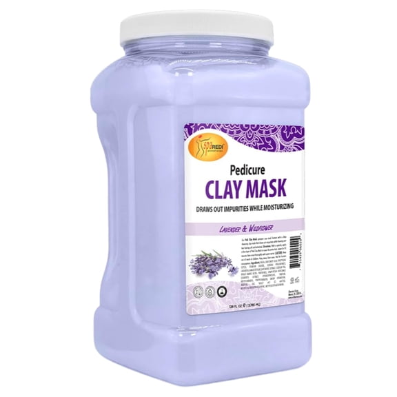 SPA REDI - Clay Mask, Lavender and Wildflower, 16 Oz - Pedicure and Body Deep Cleansing, Skin Pore Purifying, Detoxifying and Hydrating