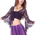thumbnail image 7 of IUJSOY Wrap Bell Long Sleeve for Women Floral Lace Tie Front Crop Cardigan Belly Dance, 7 of 7