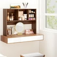 thumbnail image 4 of Costway Computer Desktop Bookcase Countertop Storage Bookshelf Organizer with 4 Cubbies Walnut, 4 of 10