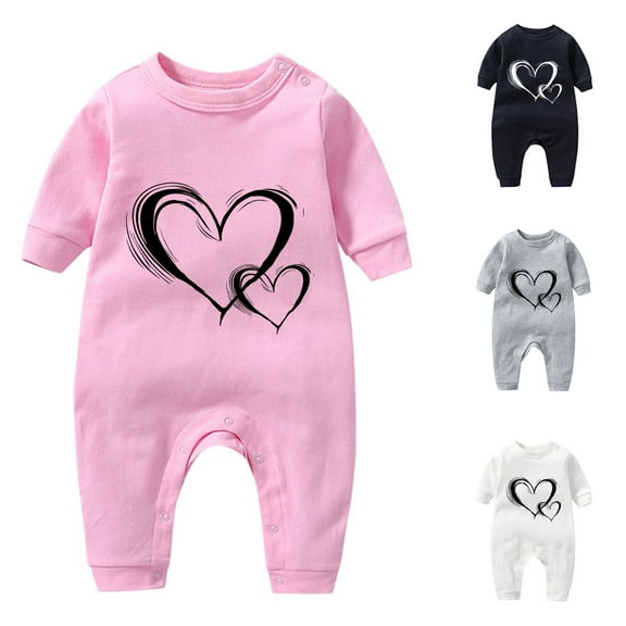Lovzfmll Jumpsuit for Toddler Boys Girls, Valentine's Day Heart Print Snap Onesie, Long Sleeve Fun Holiday Pajamas, Cozy Loungewear for Party for 3-6 Months
