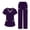 Purple, variant on CHUMUD Scrubs for Women Set - Stretch V-Neck Scrub Top & Wide Leg Pants with Multi Pockets Nurse Workwear