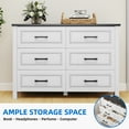 thumbnail image 4 of DEXTRUS White 6-Drawer Wooden Dresser, Sturdy TV Stand with Power Outlet, Storage for , Entryway & Living Room, 4 of 9