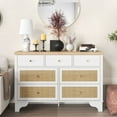 thumbnail image 5 of Twister.CK 7 Drawers Dresser for Bedroom, 47.3'' Wide Wood Chest of Drawers with Natural Rattan Drawers, Drawer Organizer for Living Room, Entryway and Hallway, White, 5 of 8