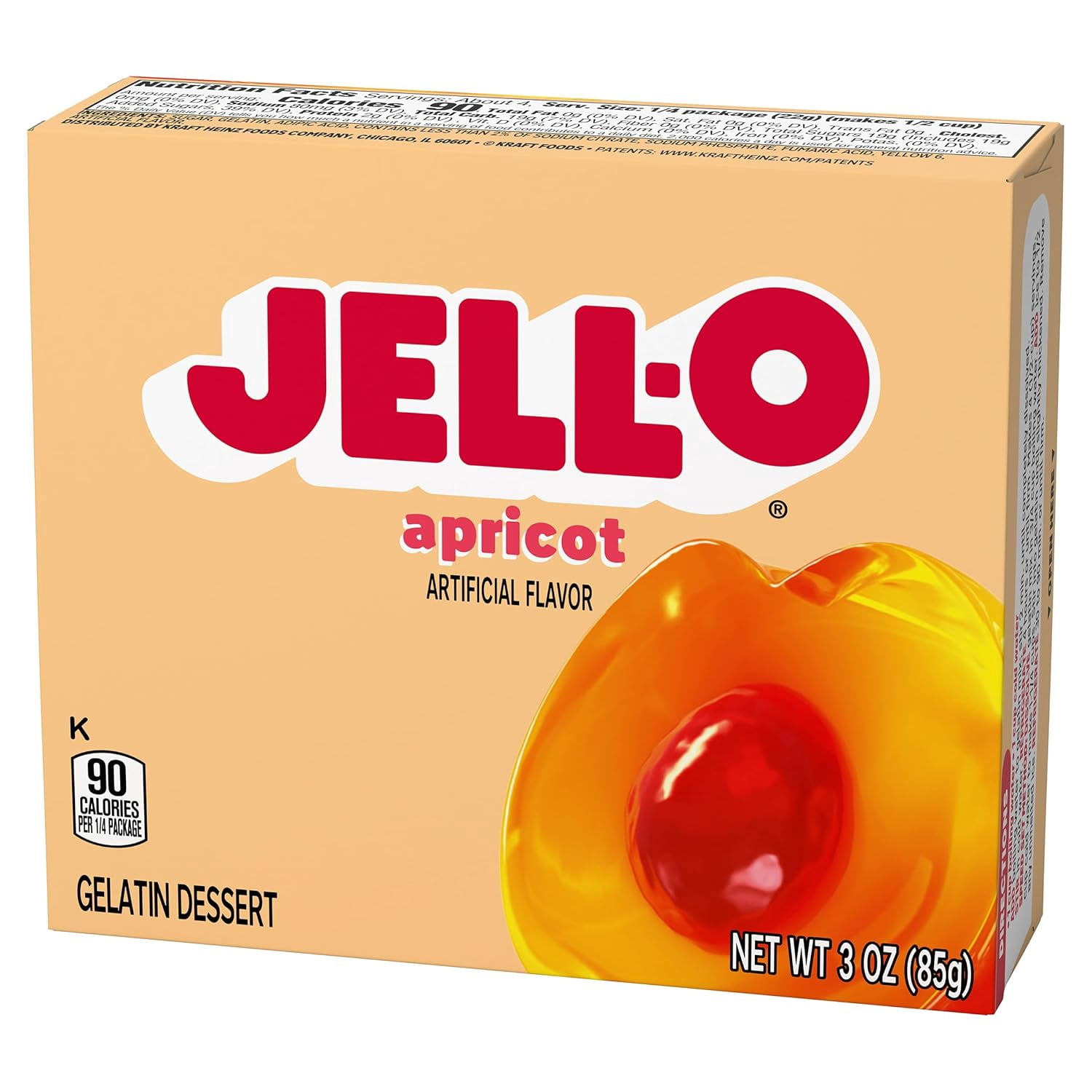 Jell-O Apricot Flavor Gelatin Dessert, 3 Ounce Pack of 4-335303142