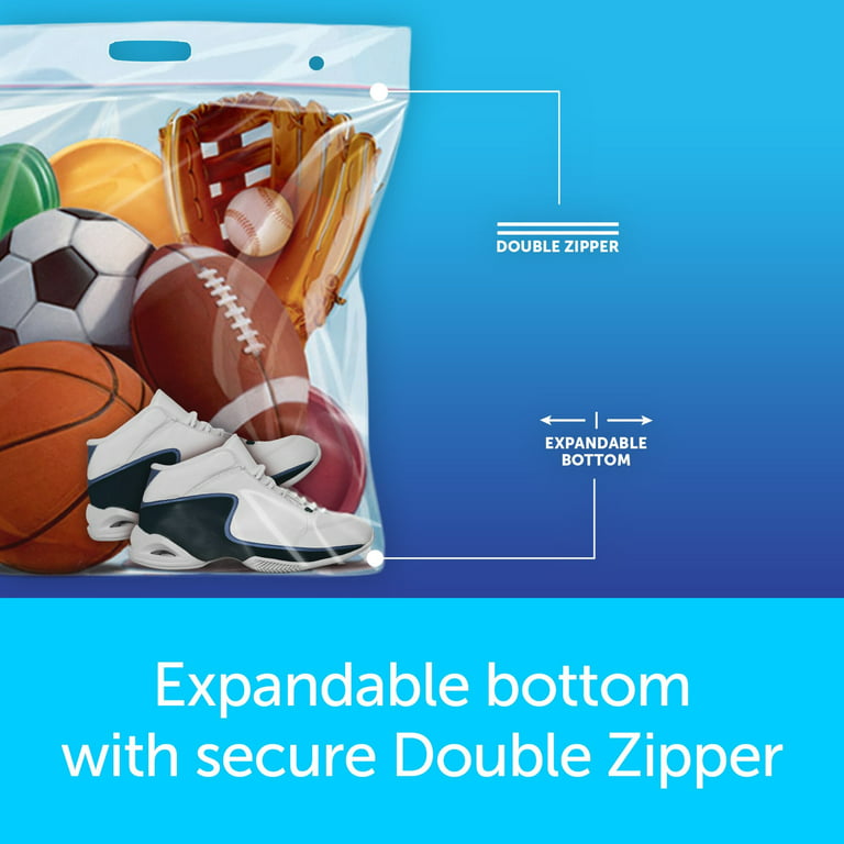Ziploc® Big Bags, X-Large, Secure Double Zipper, 4 ct, Expandable Bottom,  Heavy-Duty Plastic, Built-In Handles, Flexible Shape to Fit Where Storage  Boxes Can't 
