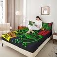 thumbnail image 4 of Homewish Abstract Gamer 4pcs Bed Sheets for Teens Boys Girls,Video Game King Sheets,Black Green Yellow Super Cozy Sheet Set,Breathable Home Decor, 4 of 7